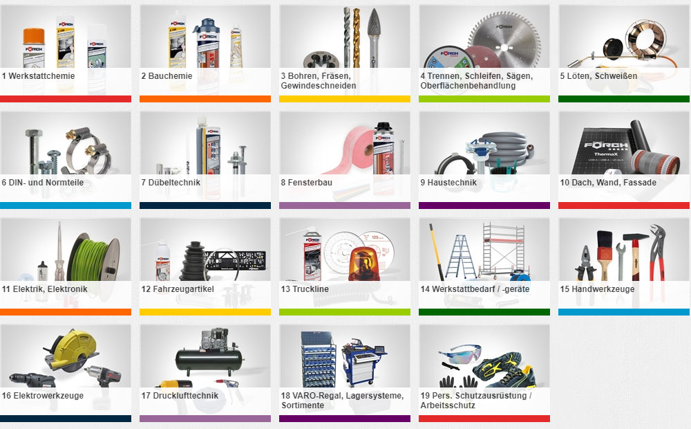 Das FÖRCH-Sortiment umfasst eine breite Auswahl von Handwerks- und Industrieartikel
